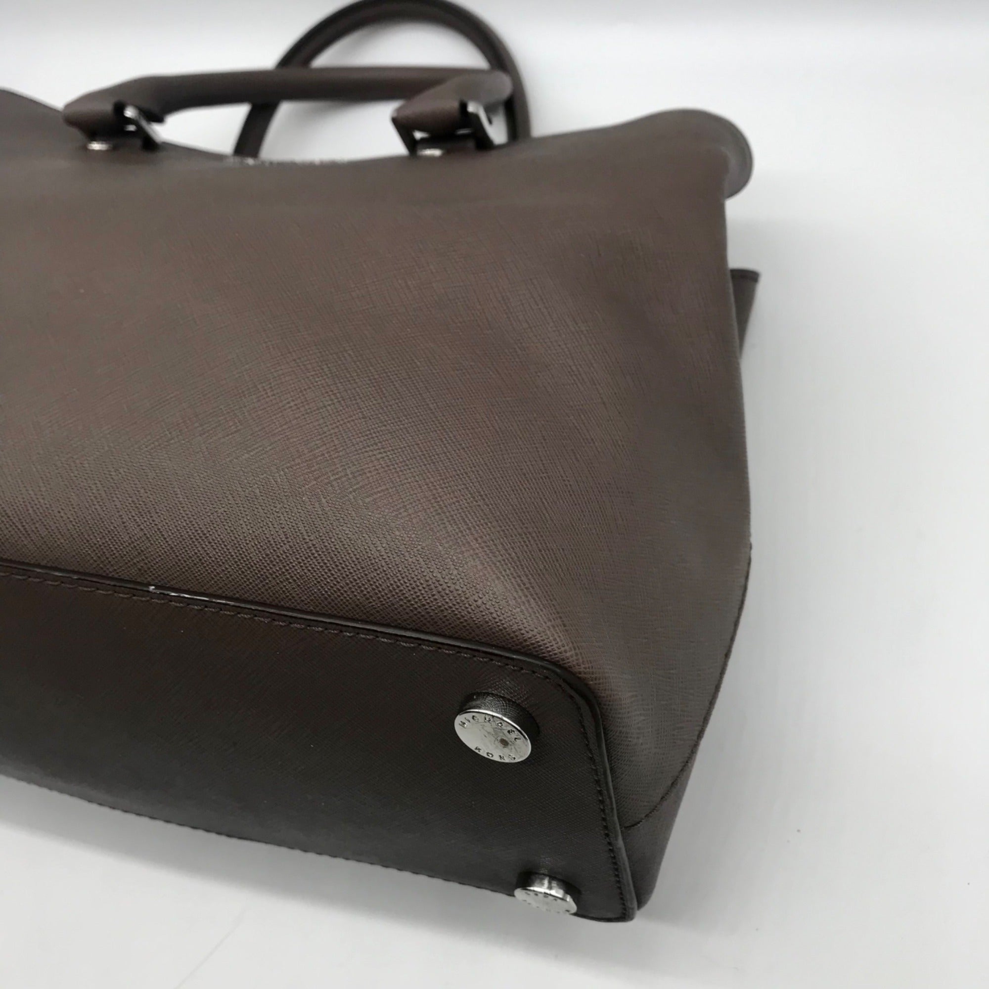 Michael Kors Dark Grey Saffiano Leather Savannah Satchel Bag