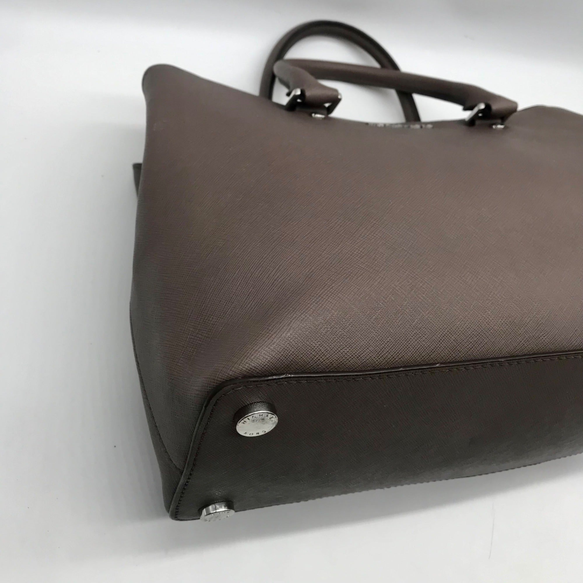 Michael Kors Dark Grey Saffiano Leather Savannah Satchel Bag