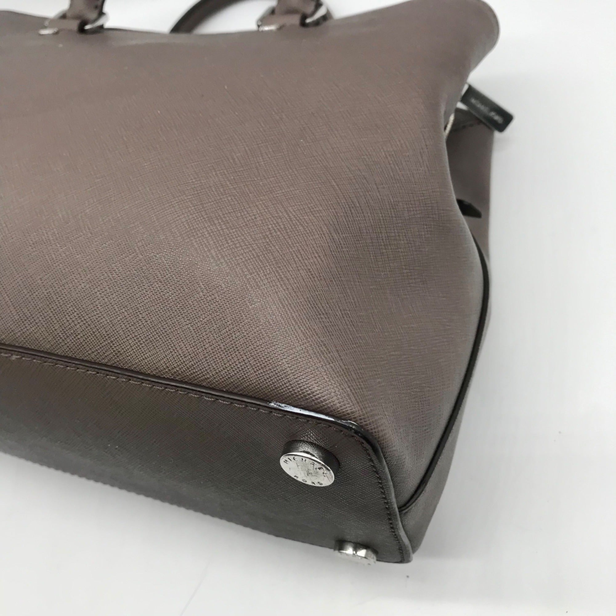 Michael Kors Dark Grey Saffiano Leather Savannah Satchel Bag