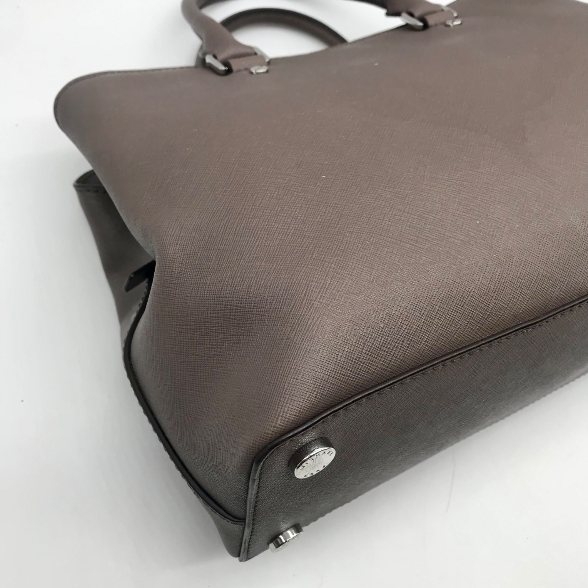 Michael Kors Dark Grey Saffiano Leather Savannah Satchel Bag