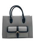 Like Dreams Navy Veda Two-Tone Buckle Medium Satchel Bag