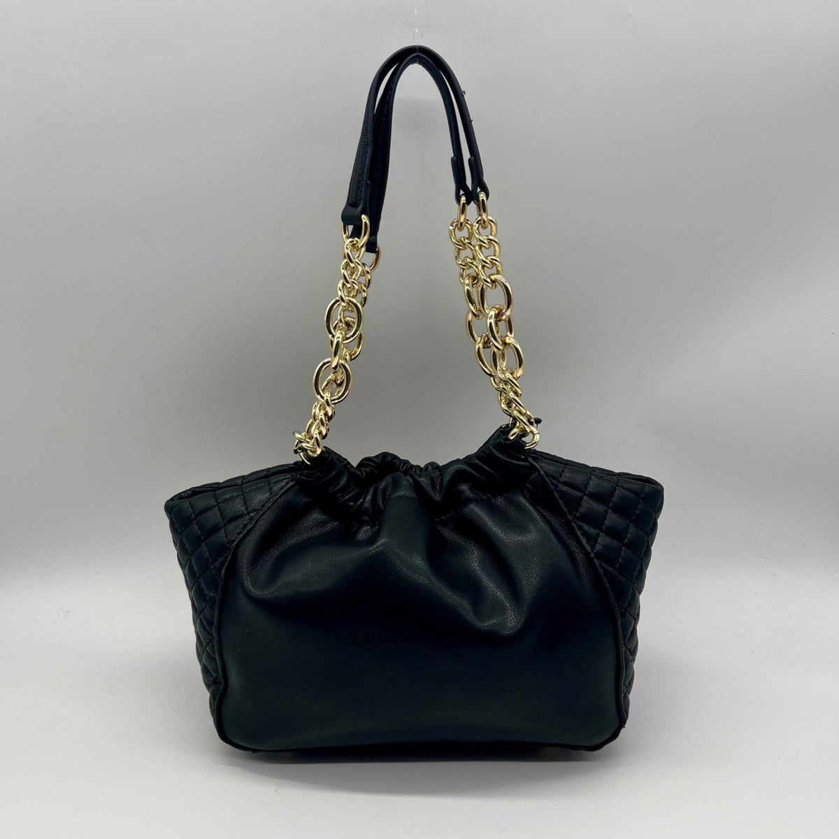 I.N.C. International Concepts Black Faux Leather Kemah Chain Medium Satchel