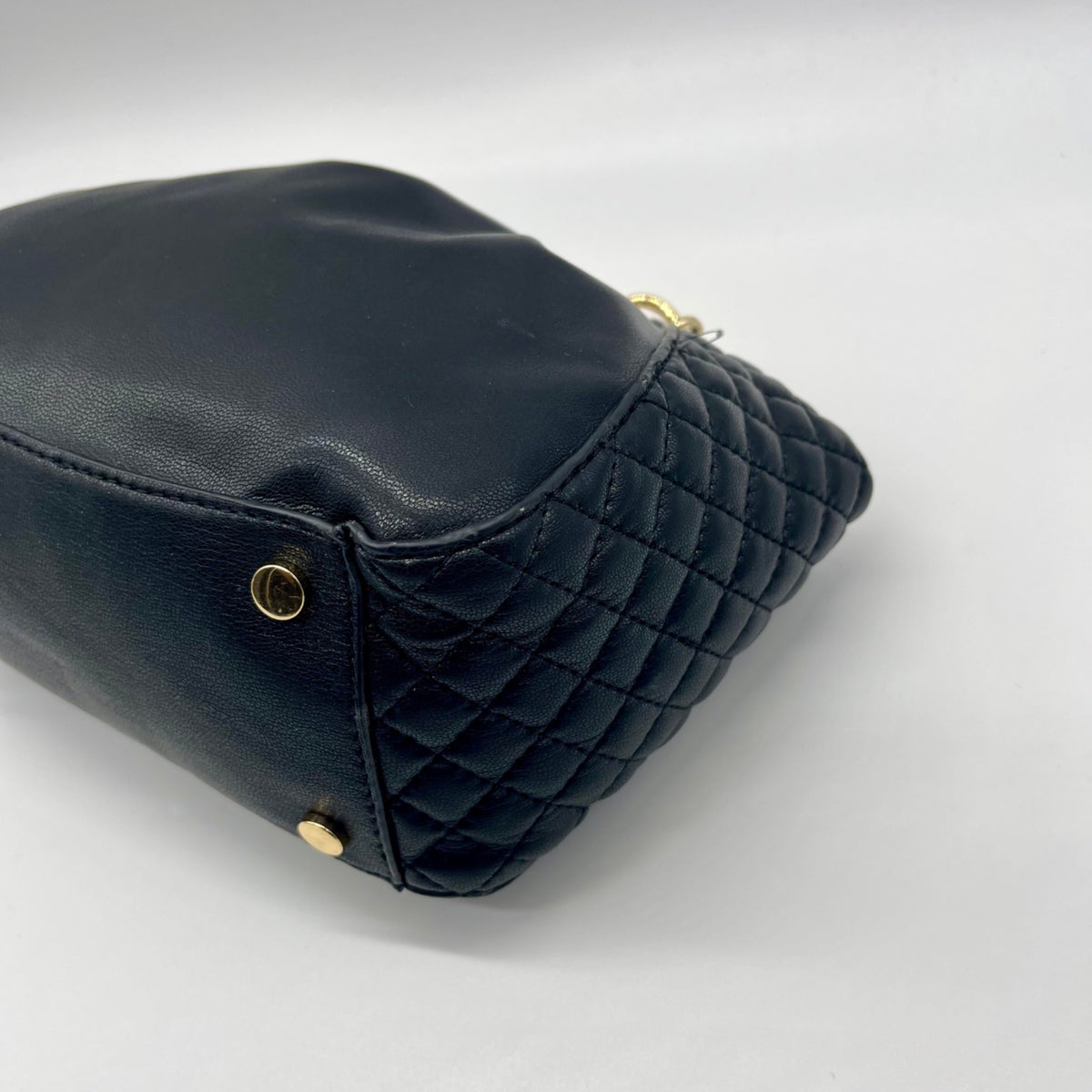 I.N.C. International Concepts Black Faux Leather Kemah Chain Medium Satchel