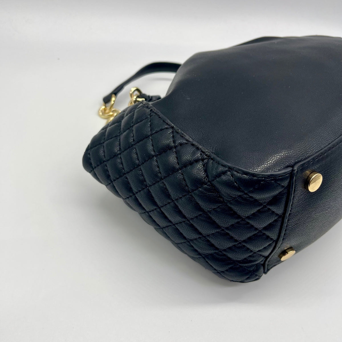 I.N.C. International Concepts Black Faux Leather Kemah Chain Medium Satchel