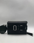 Calvin Klein Black Pebbled Faux Leather Wallet Crossbody & Coin Pouch