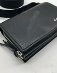 Calvin Klein Black Pebbled Faux Leather Wallet Crossbody & Coin Pouch