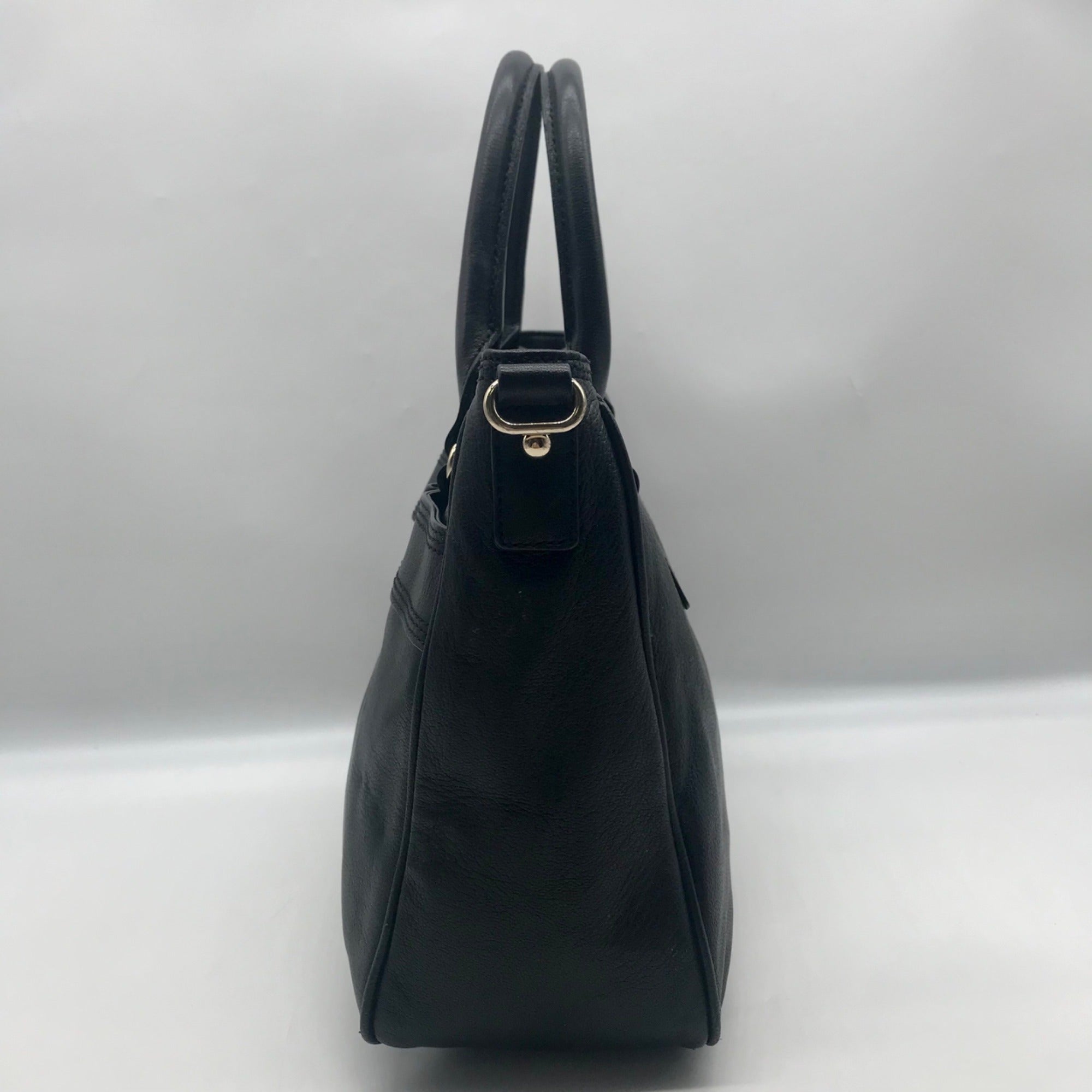 Kate Spade Black Pebbled Leather Primrose Hill Goldie Satchel Bag