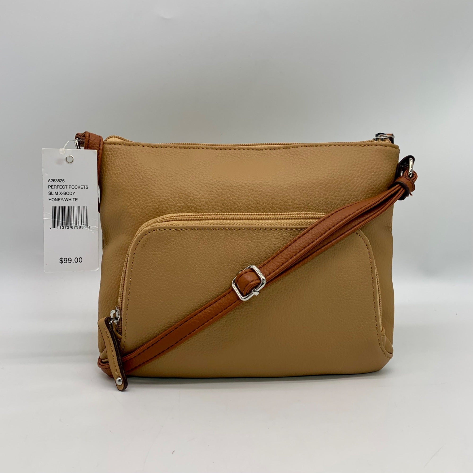 Tignanello Honey/White Leather Perfect Pockets Slim Crossbody