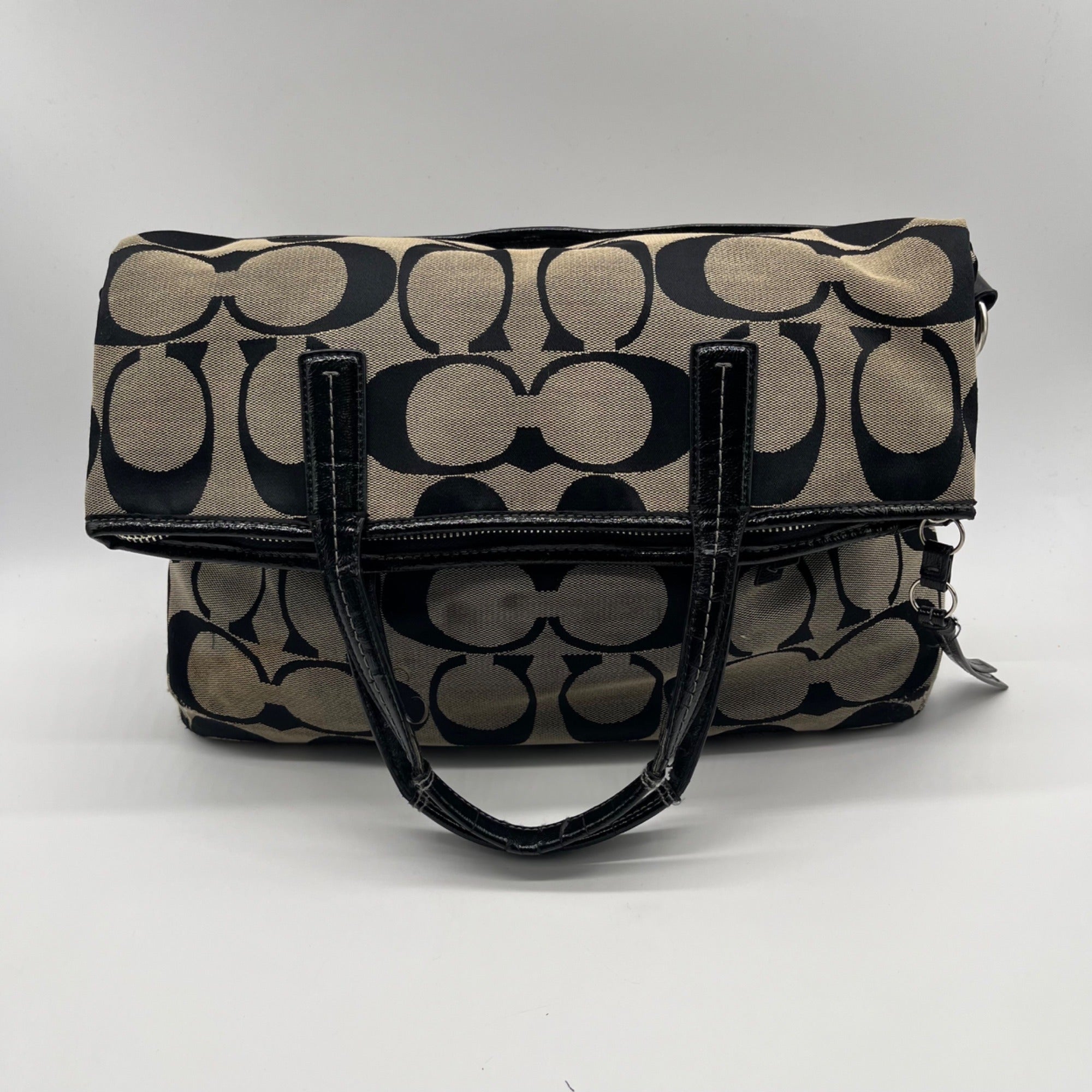 Coach Signature Stripe Fold over Tote Bag F23304