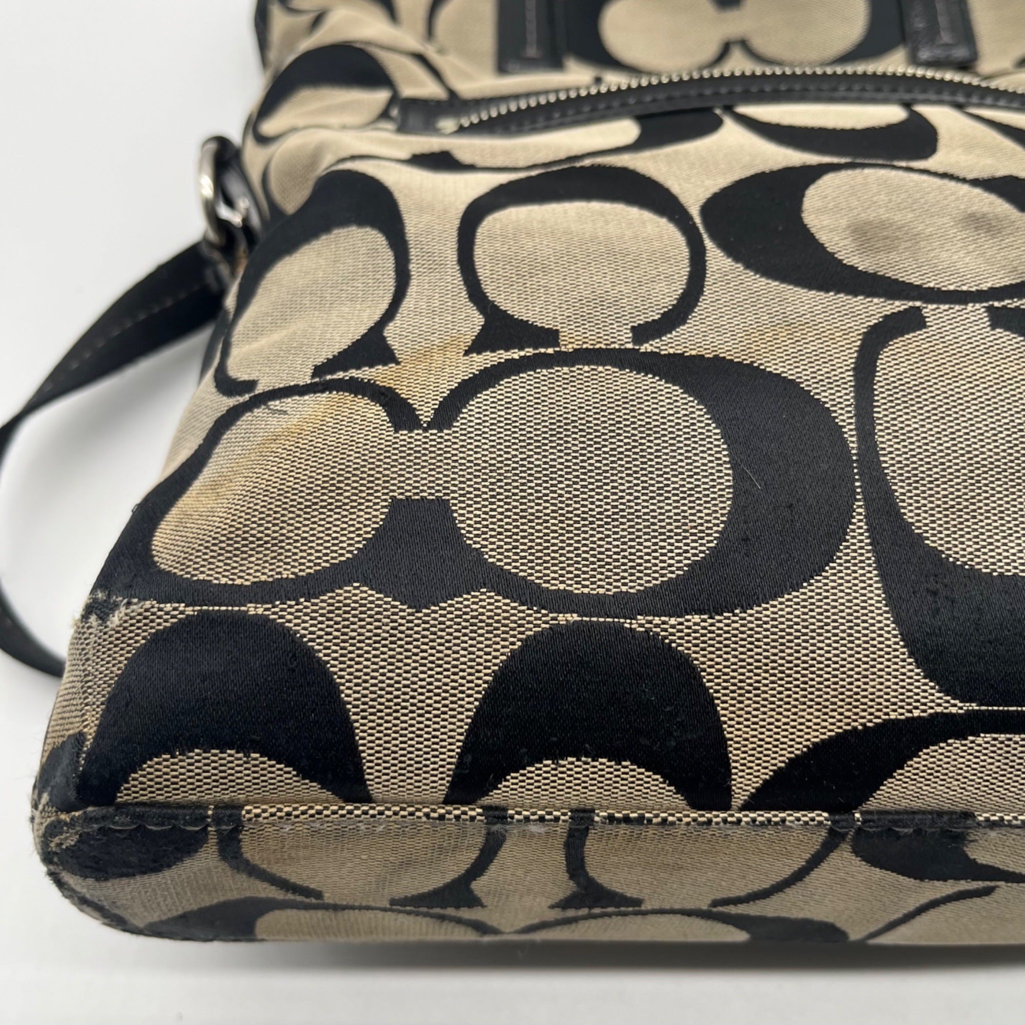 Coach Signature Stripe Fold over Tote Bag F23304