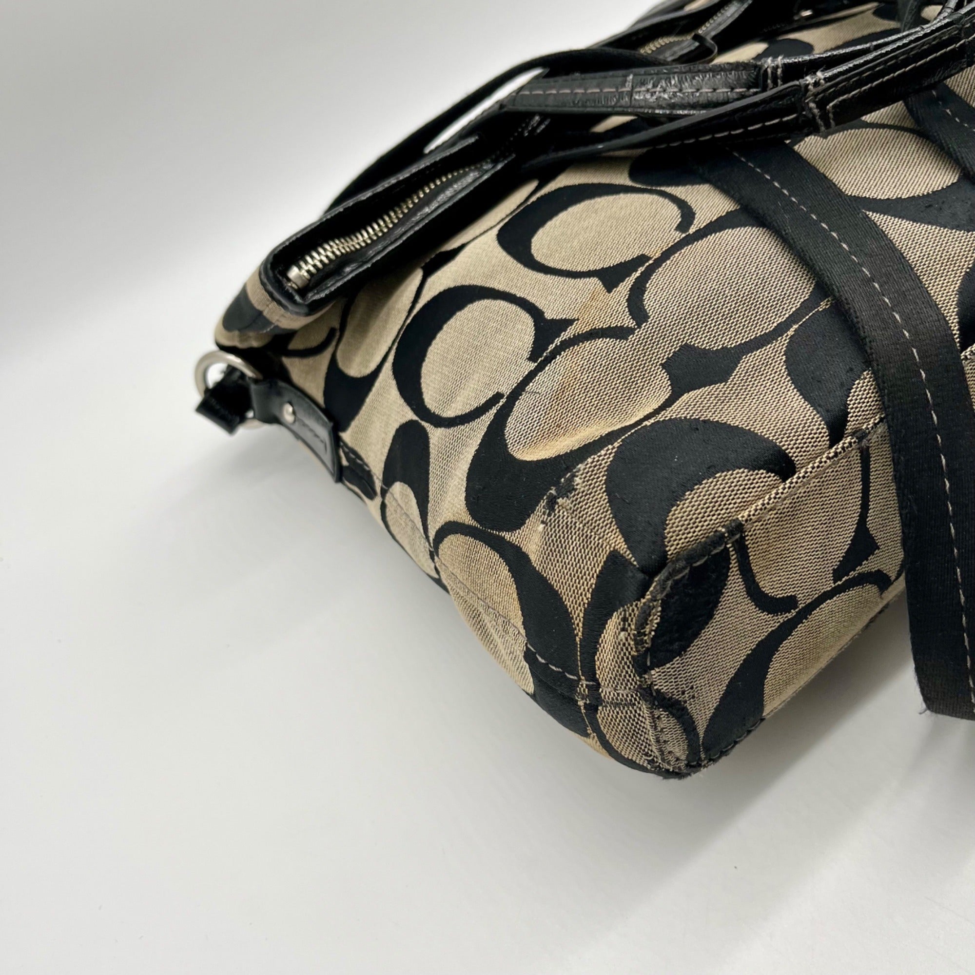 Coach Signature Stripe Fold over Tote Bag F23304