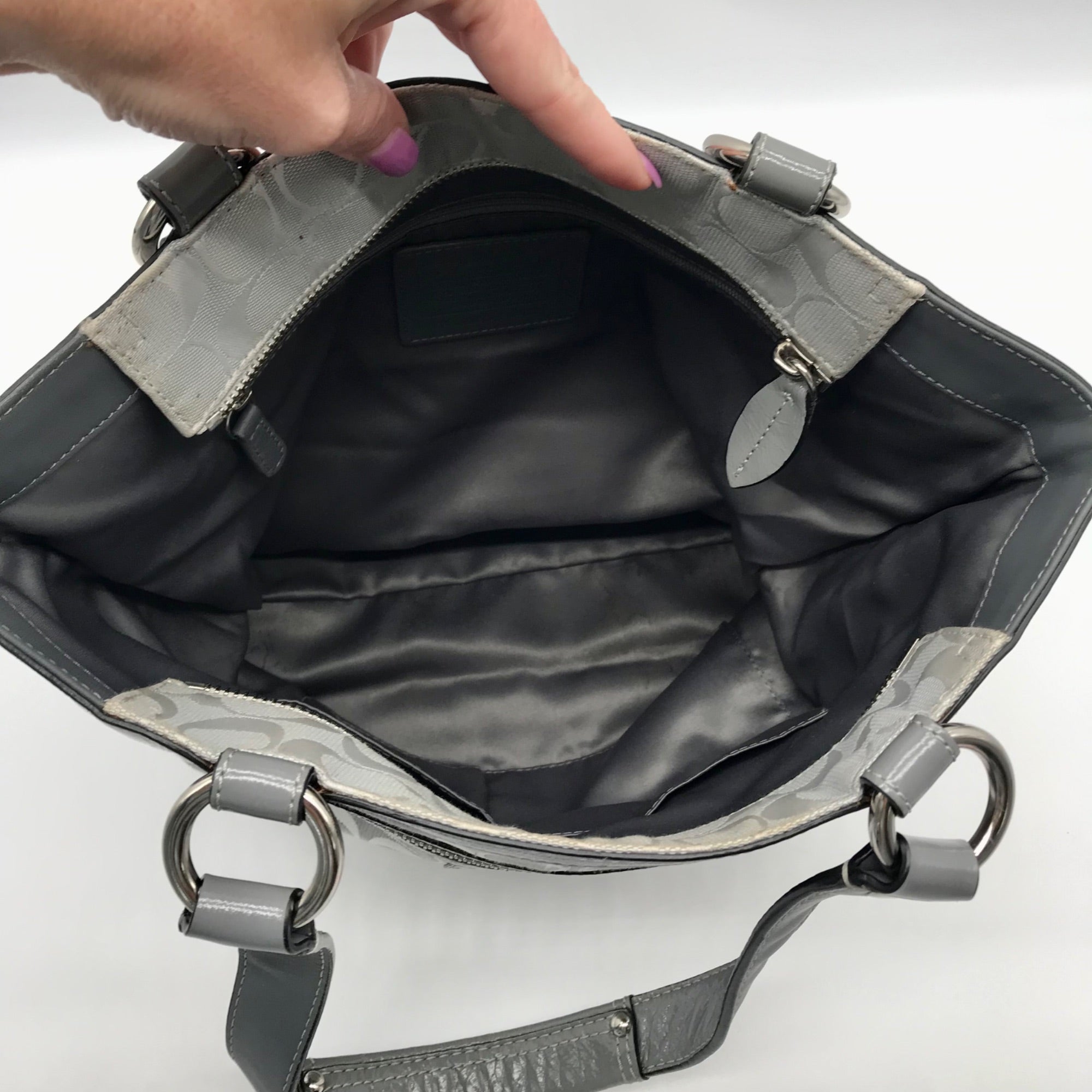 Coach Grey Signature Monogram Jacquard Penelope Lunch Tote F14693