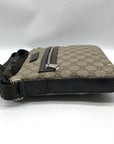 Gucci Dark Brown Leather and Signature GG Supreme Canvas Crossbody Bag