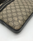 Gucci Dark Brown Leather and Signature GG Supreme Canvas Crossbody Bag