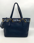 Michael Kors Navy Saffiano Leather Jet Set Scarf Tote