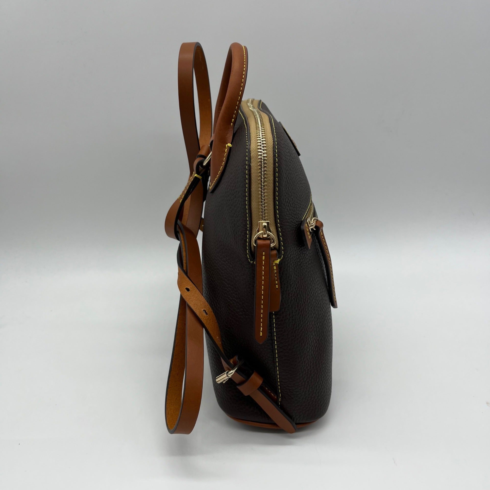 Dooney &amp; Bourke Deep Brown Pebbled Grain Leather Backpack