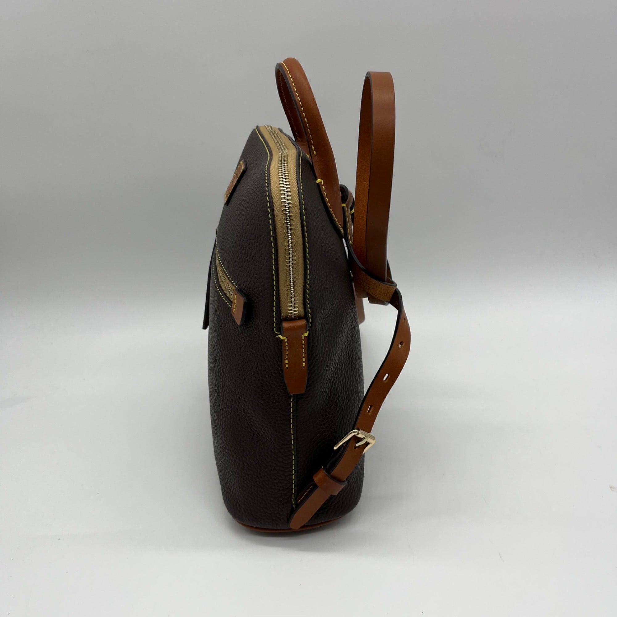 Dooney &amp; Bourke Deep Brown Pebbled Grain Leather Backpack