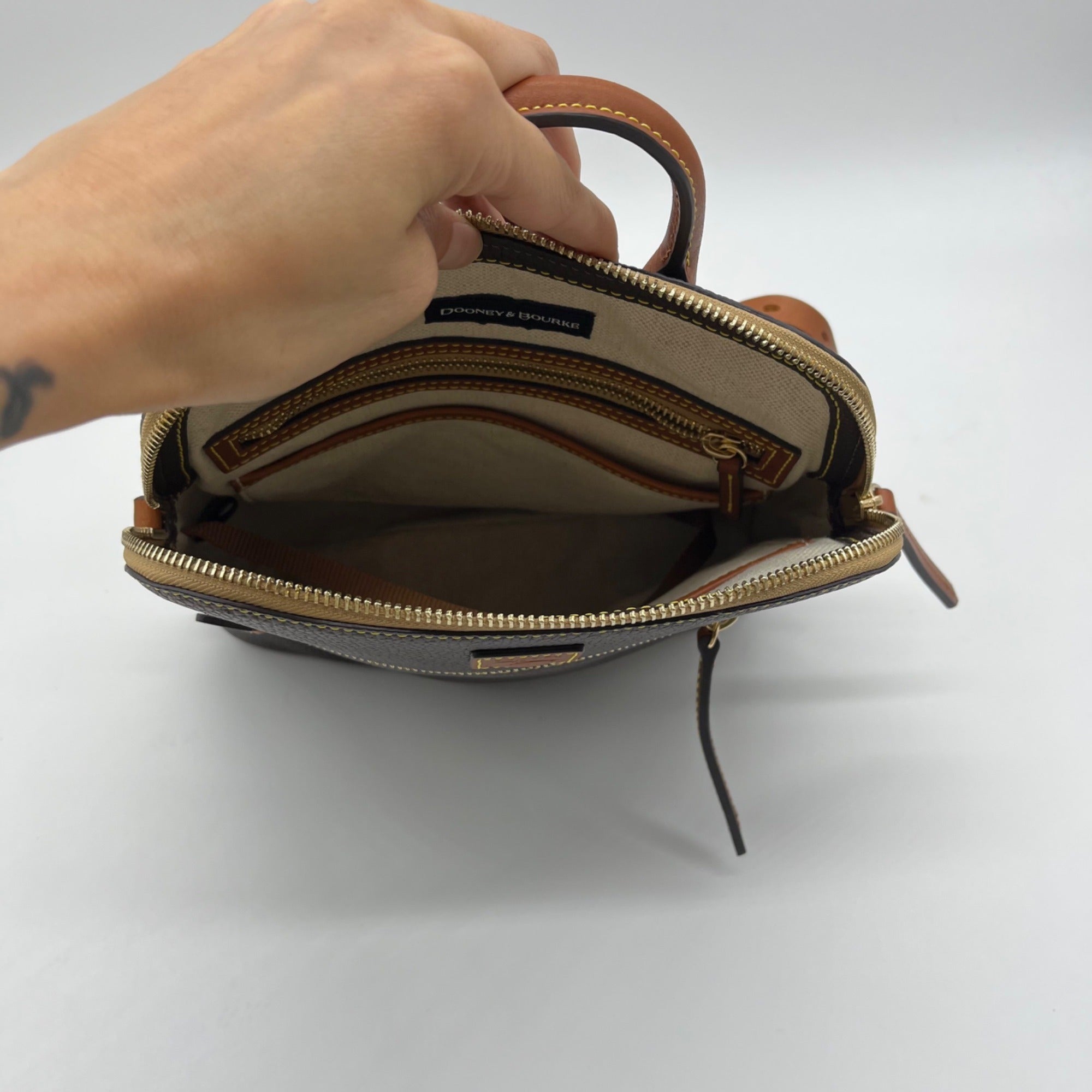 Dooney &amp; Bourke Deep Brown Pebbled Grain Leather Backpack
