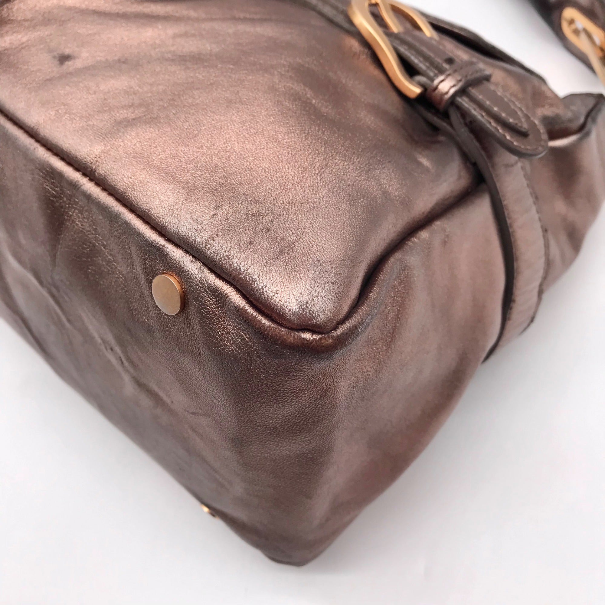 Jimmy Choo Metallic Bronze Leather Tulita Hobo Bag