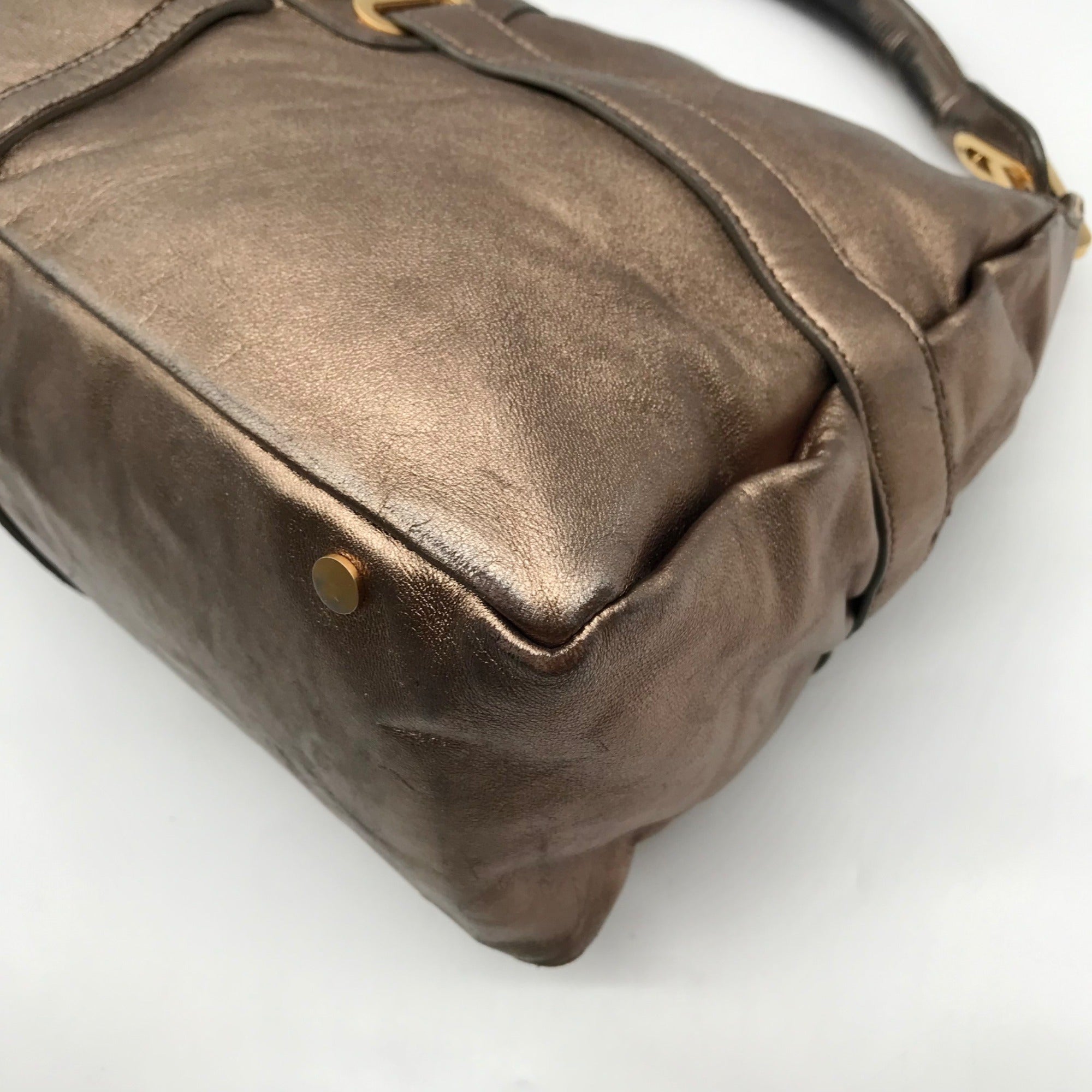 Jimmy Choo Metallic Bronze Leather Tulita Hobo Bag