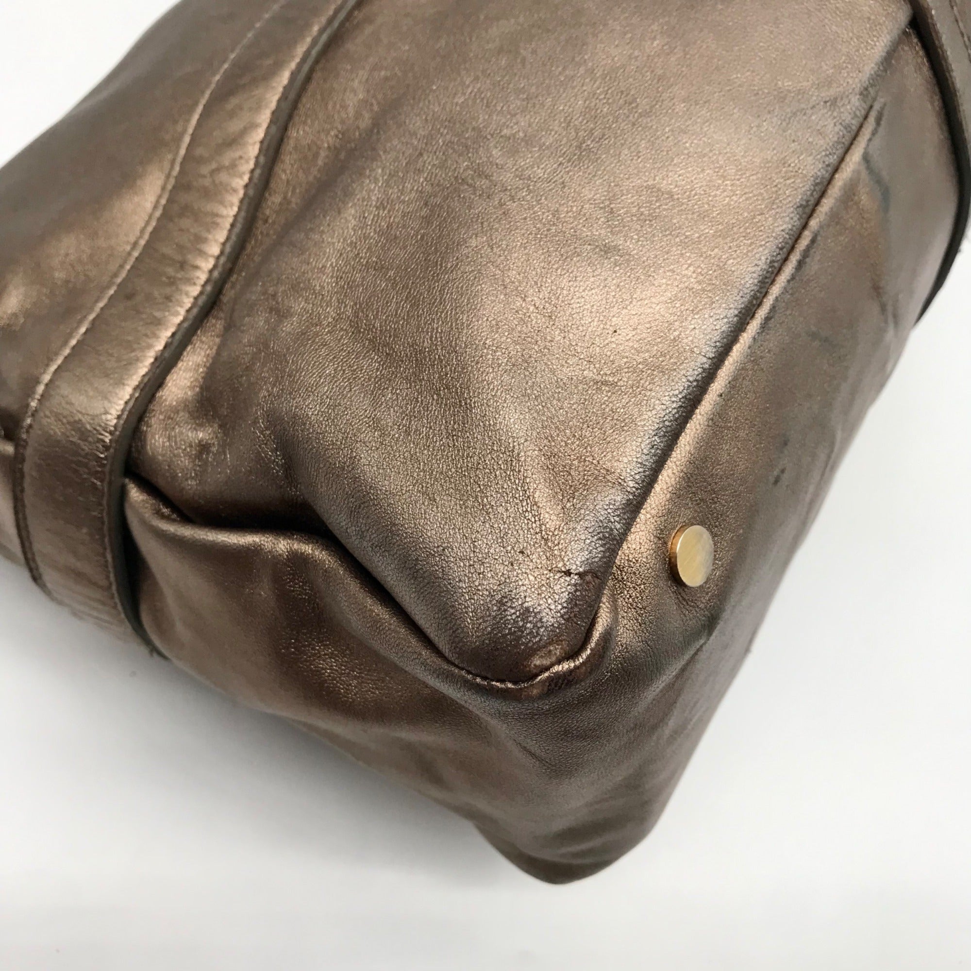 Jimmy Choo Metallic Bronze Leather Tulita Hobo Bag