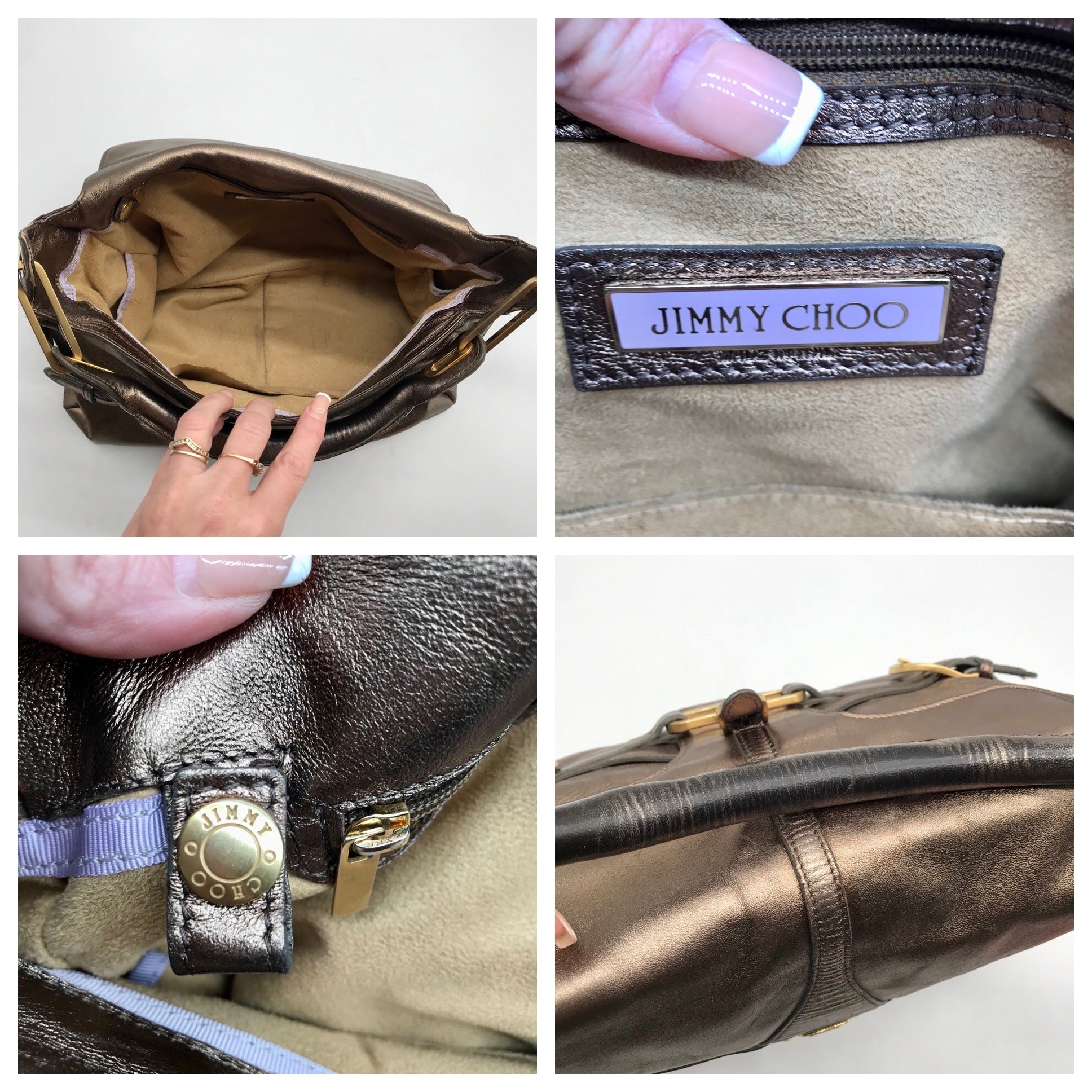 Jimmy Choo Metallic Bronze Leather Tulita Hobo Bag