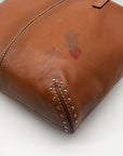Michael Kors Brown Leather Astor Studded Zip Tote Bag