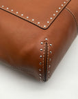 Michael Kors Brown Leather Astor Studded Zip Tote Bag