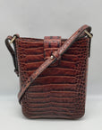 Brahmin Pecan Croc Embossed Leather Marley Crossbody Bag