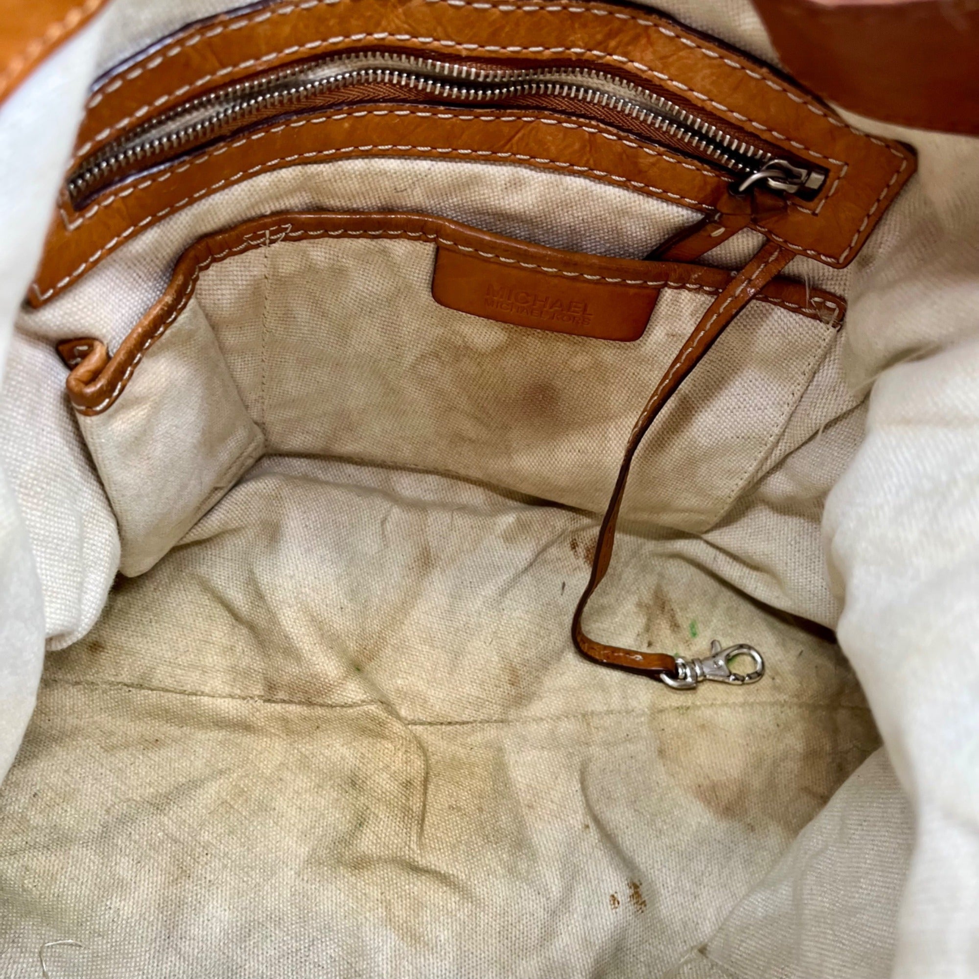 Michael Kors Brown Leather Astor Studded Hobo Shoulder Bag