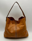 Michael Kors Brown Leather Astor Studded Hobo Shoulder Bag