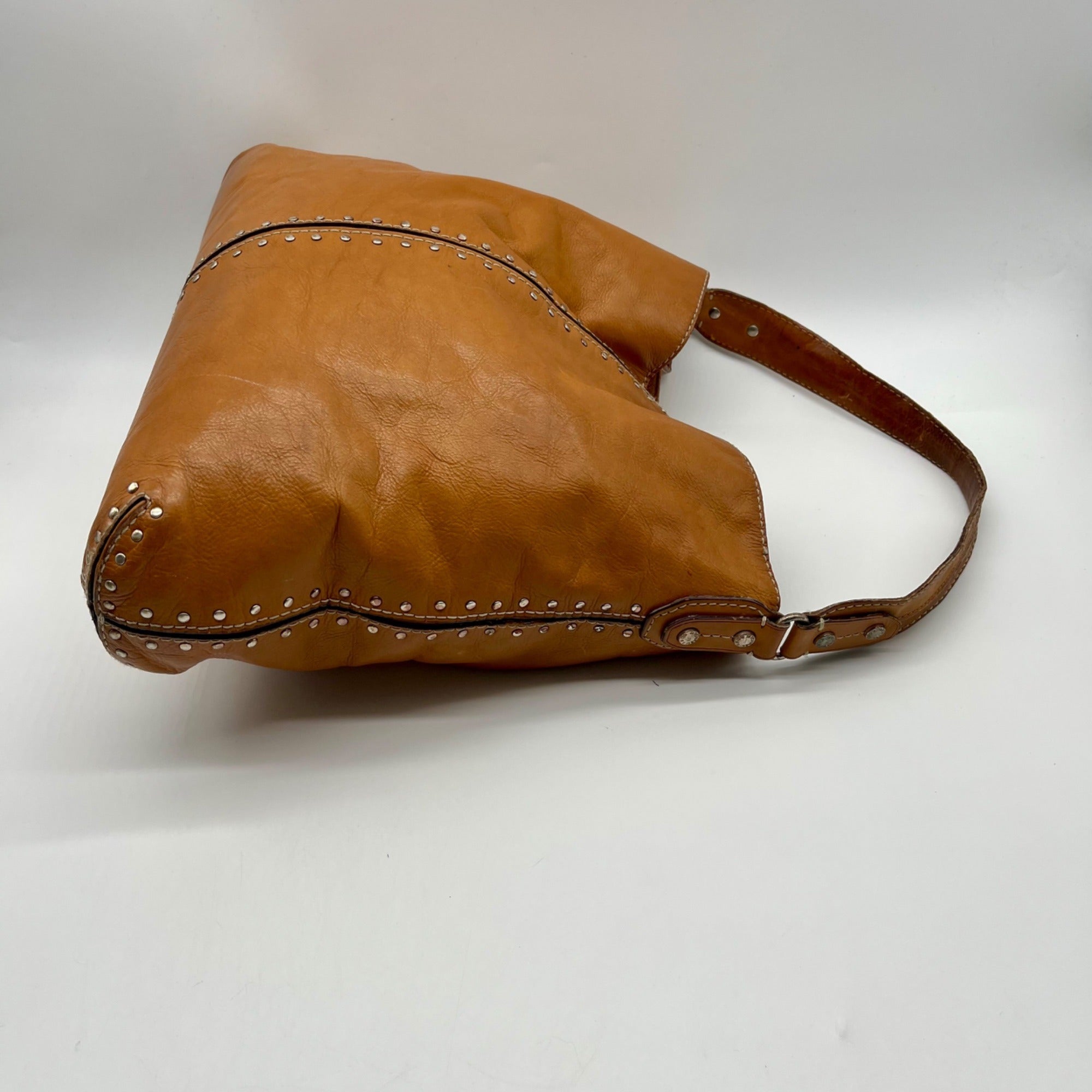 Michael Kors Brown Leather Astor Studded Hobo Shoulder Bag