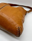 Michael Kors Brown Leather Astor Studded Hobo Shoulder Bag