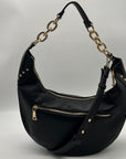 I.N.C. International Concepts Black Faux Leather Giannaa Medium Stud Hobo Bag