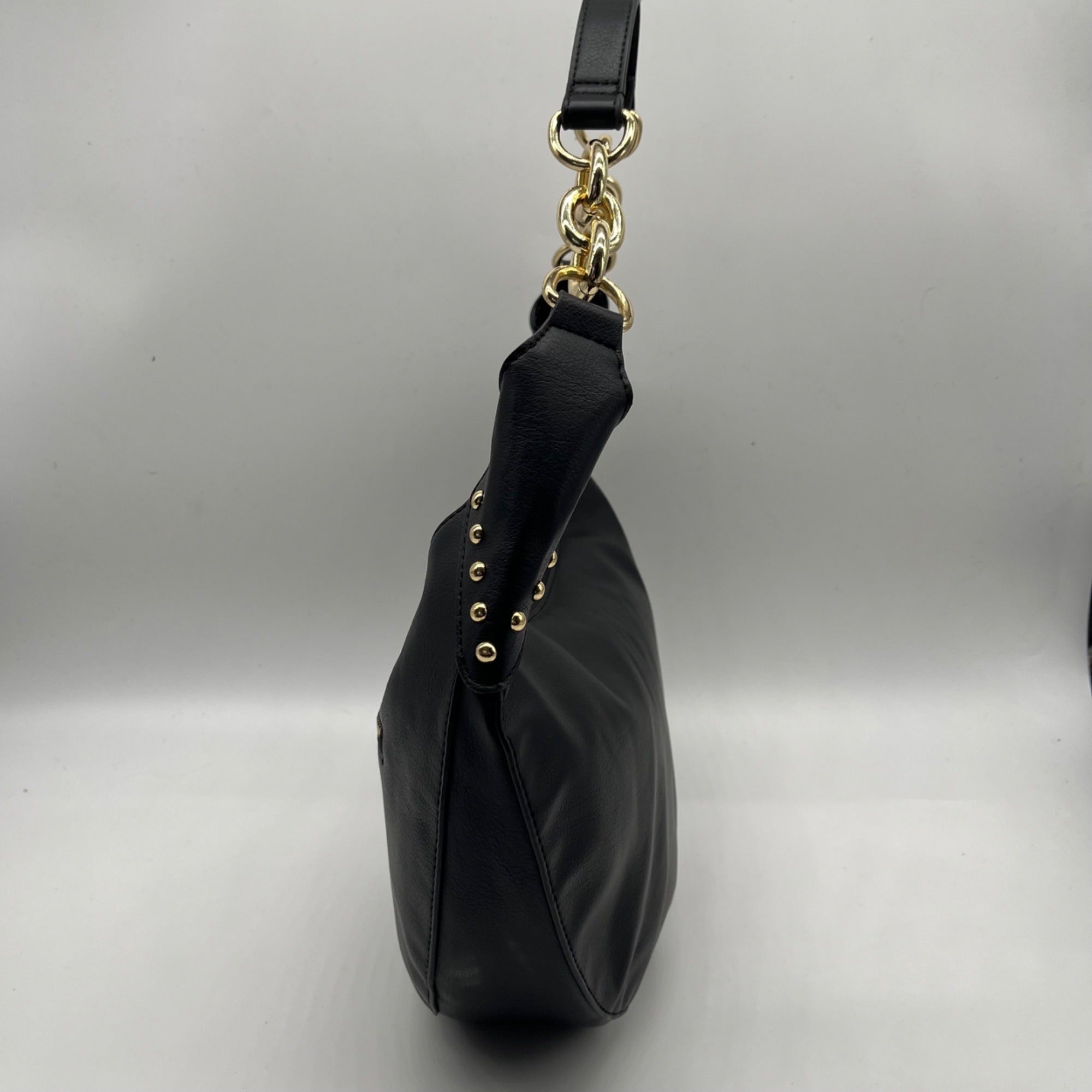I.N.C. International Concepts Black Faux Leather Giannaa Medium Stud Hobo Bag
