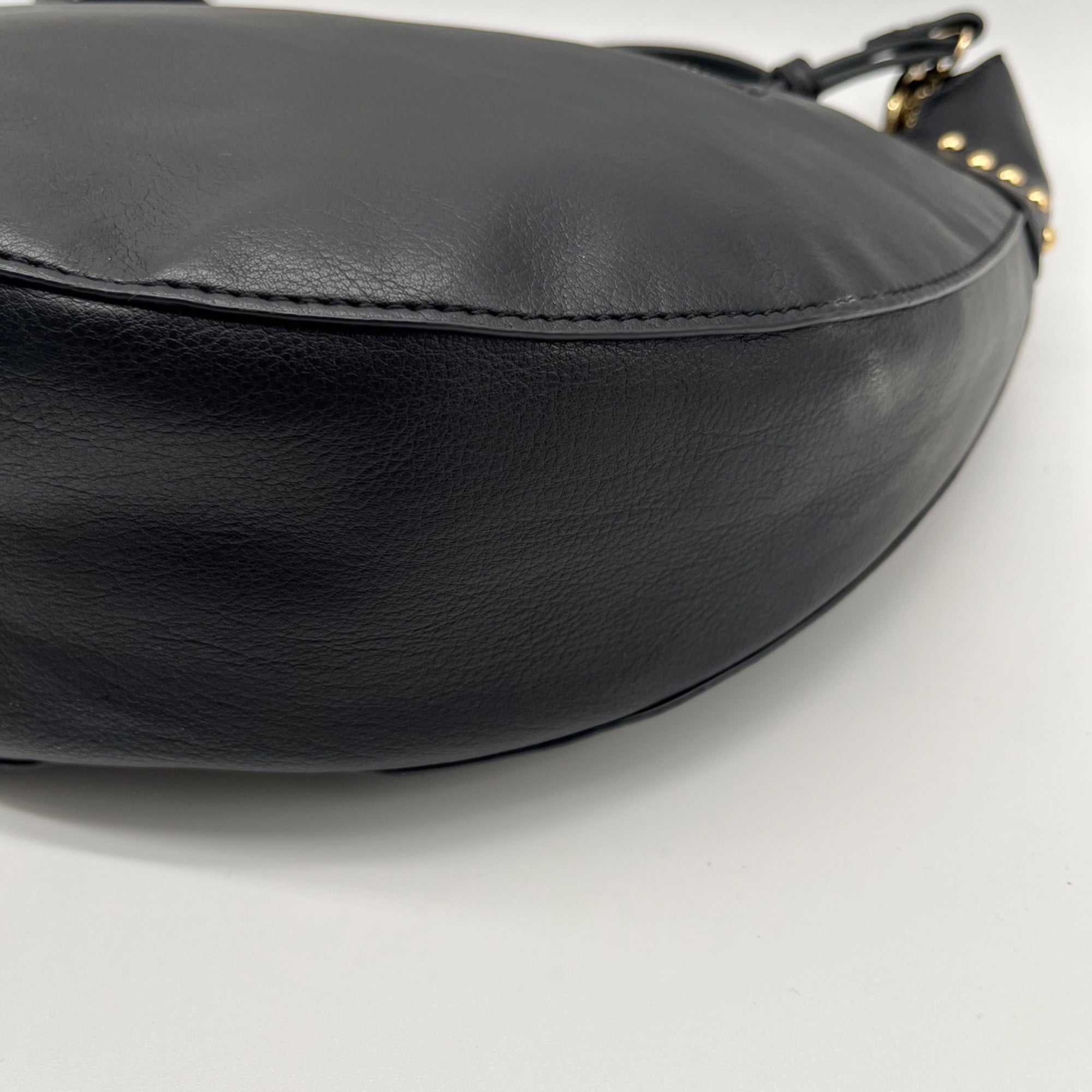 I.N.C. International Concepts Black Faux Leather Giannaa Medium Stud Hobo Bag