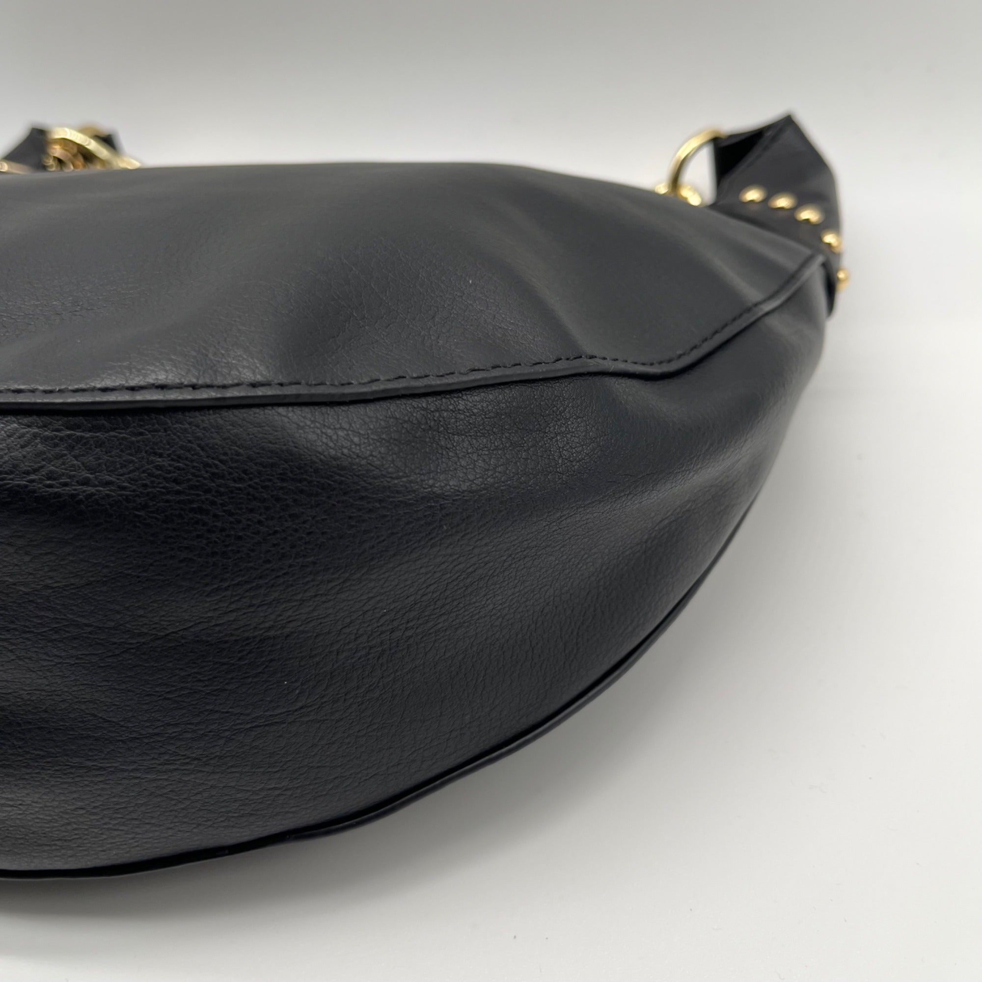 I.N.C. International Concepts Black Faux Leather Giannaa Medium Stud Hobo Bag