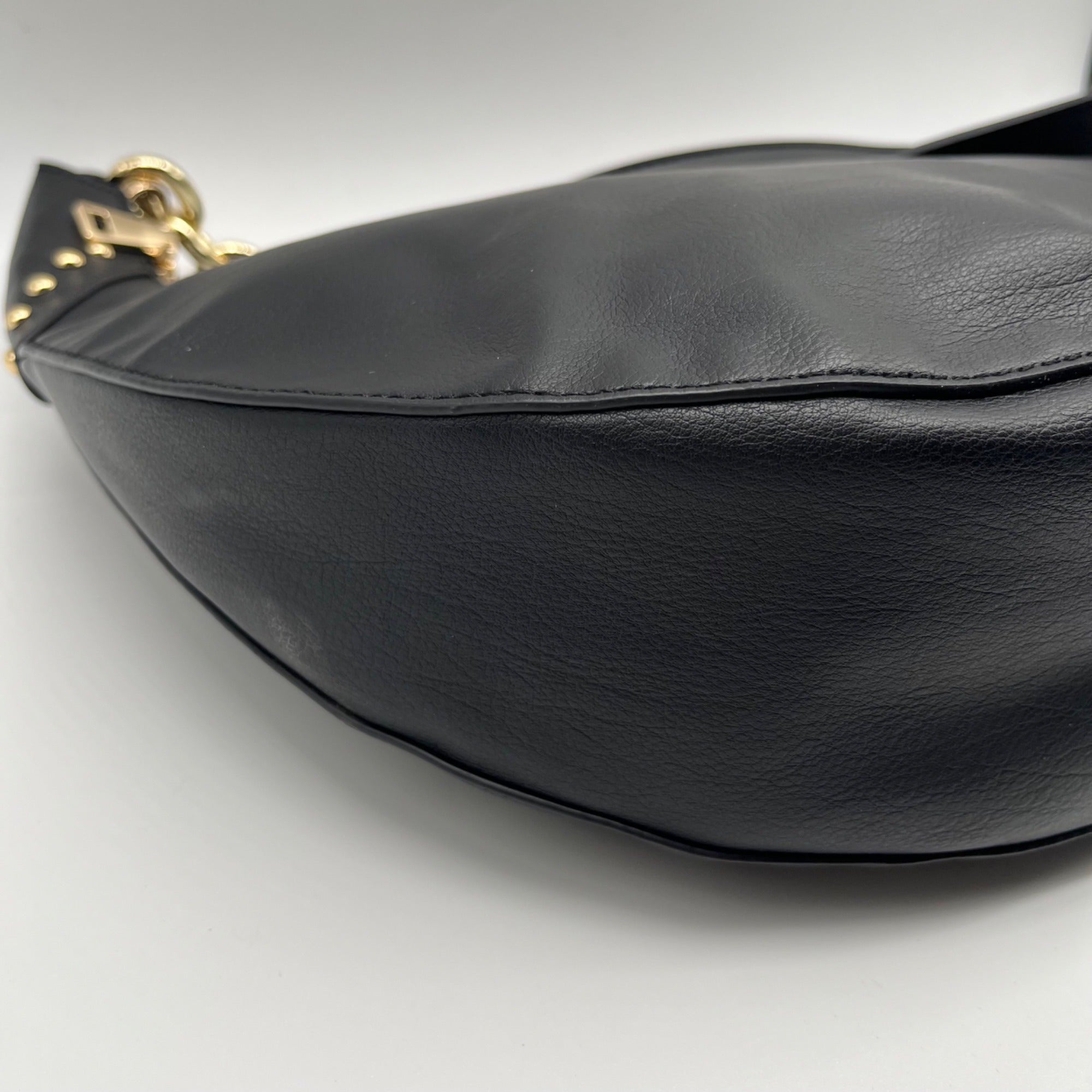 I.N.C. International Concepts Black Faux Leather Giannaa Medium Stud Hobo Bag