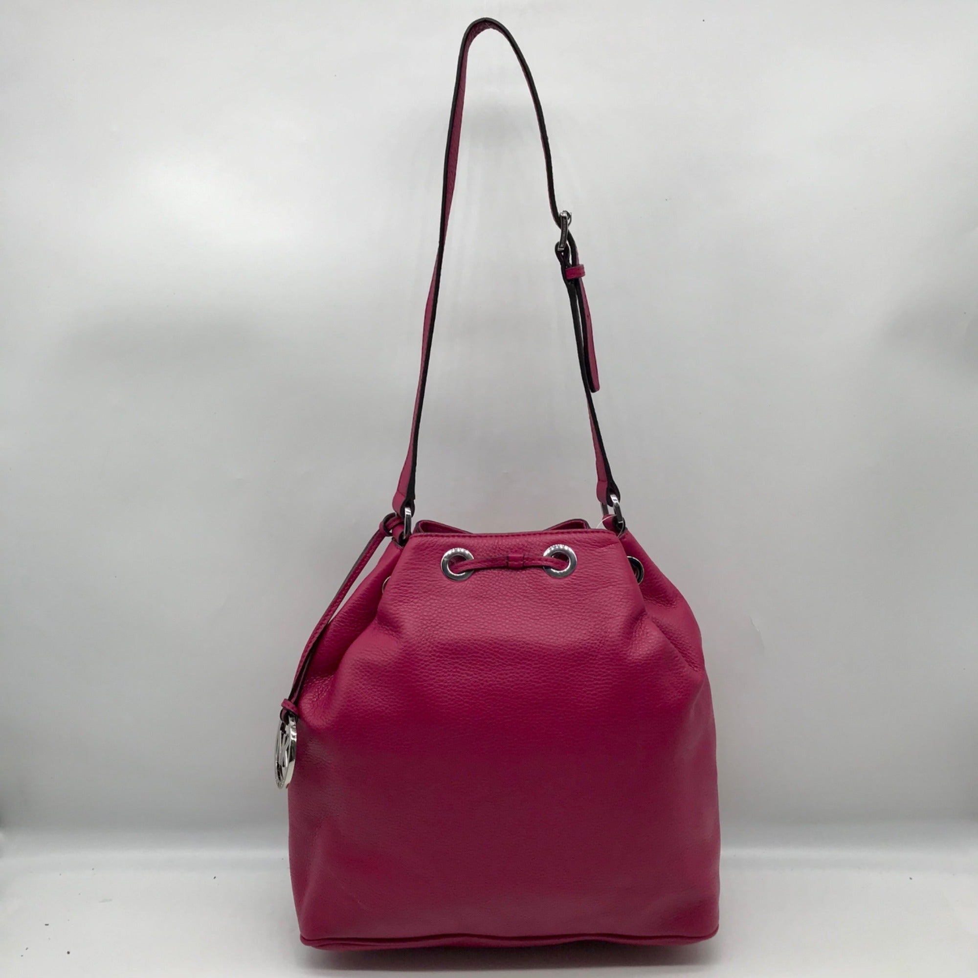 Michael Kors Deep Pink Pebbled Leather Jules Bucket Bag