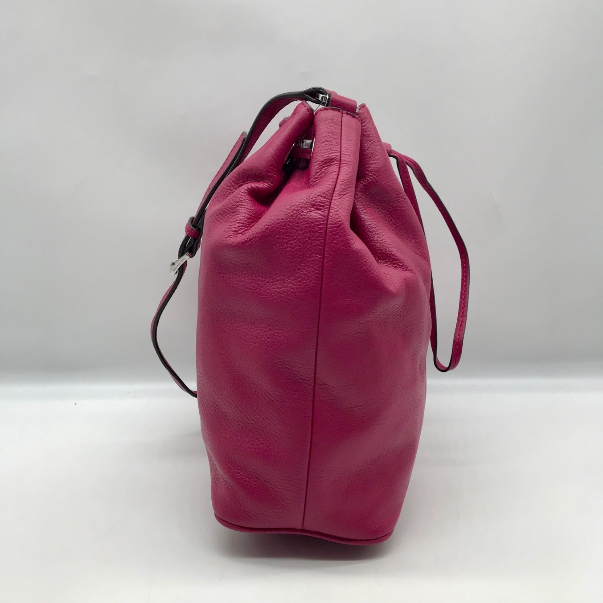 Michael Kors Deep Pink Pebbled Leather Jules Bucket Bag