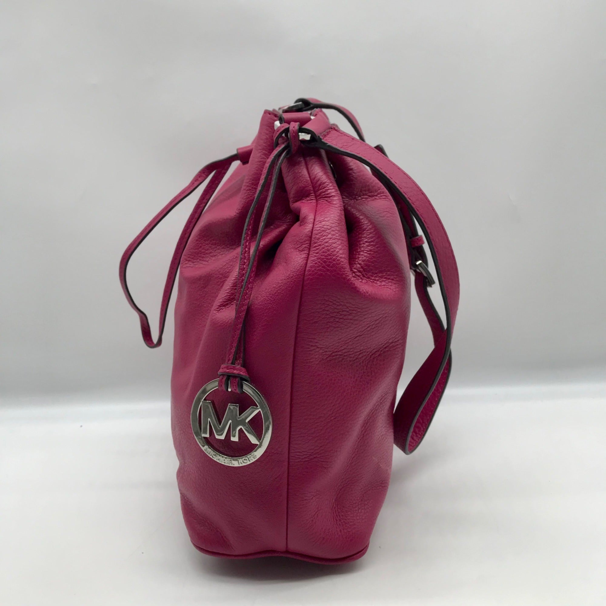 Michael Kors Deep Pink Pebbled Leather Jules Bucket Bag