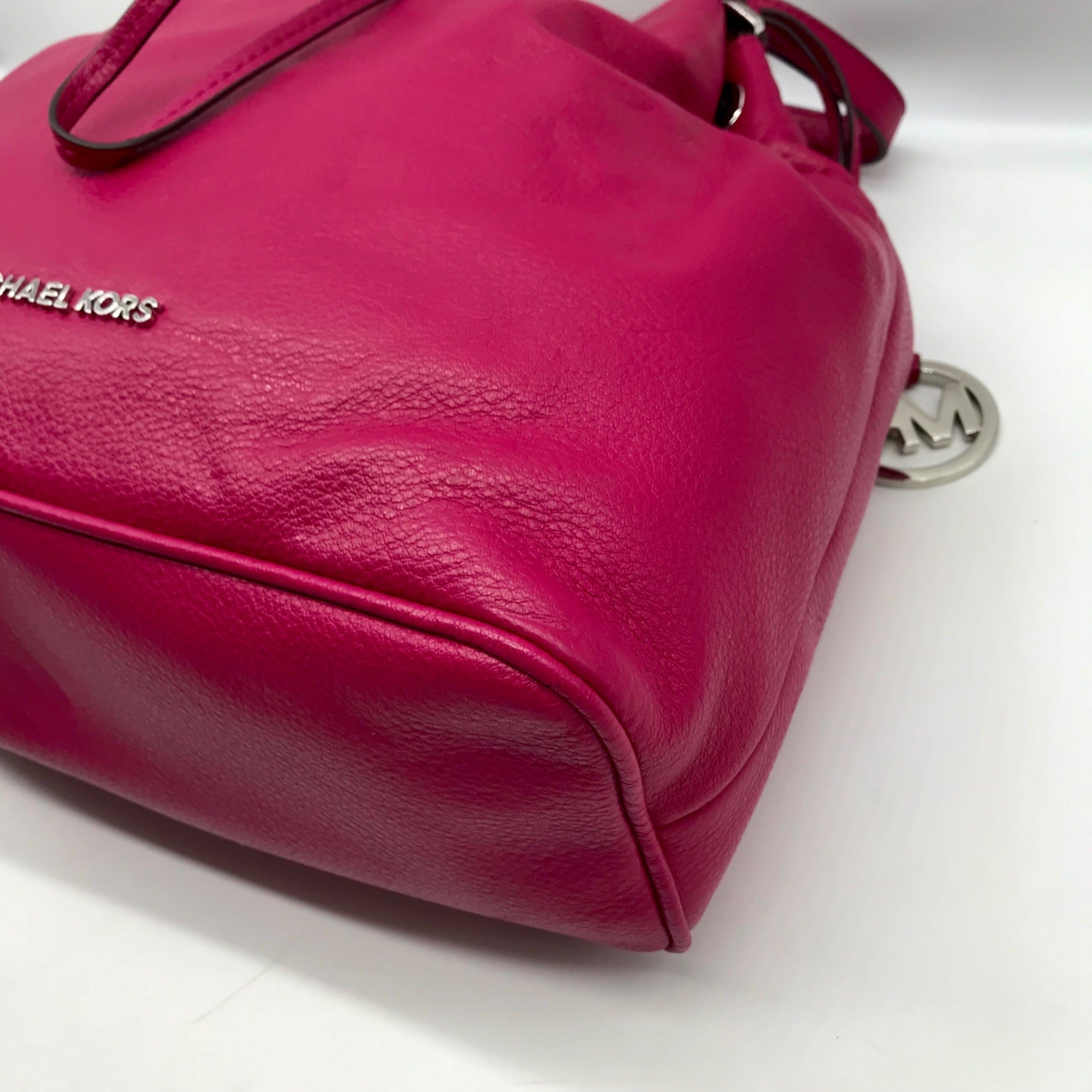 Michael Kors Deep Pink Pebbled Leather Jules Bucket Bag