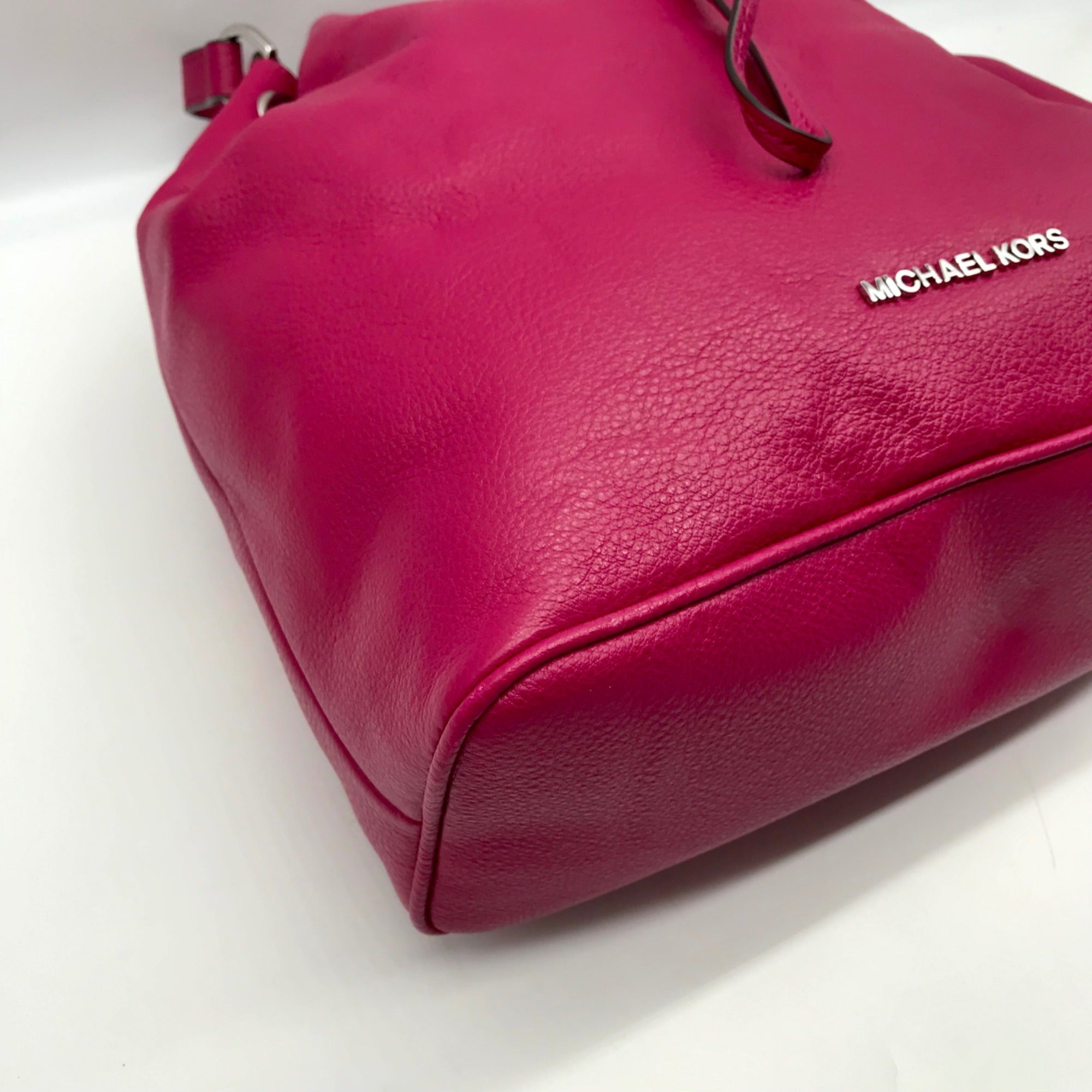 Michael Kors Deep Pink Pebbled Leather Jules Bucket Bag