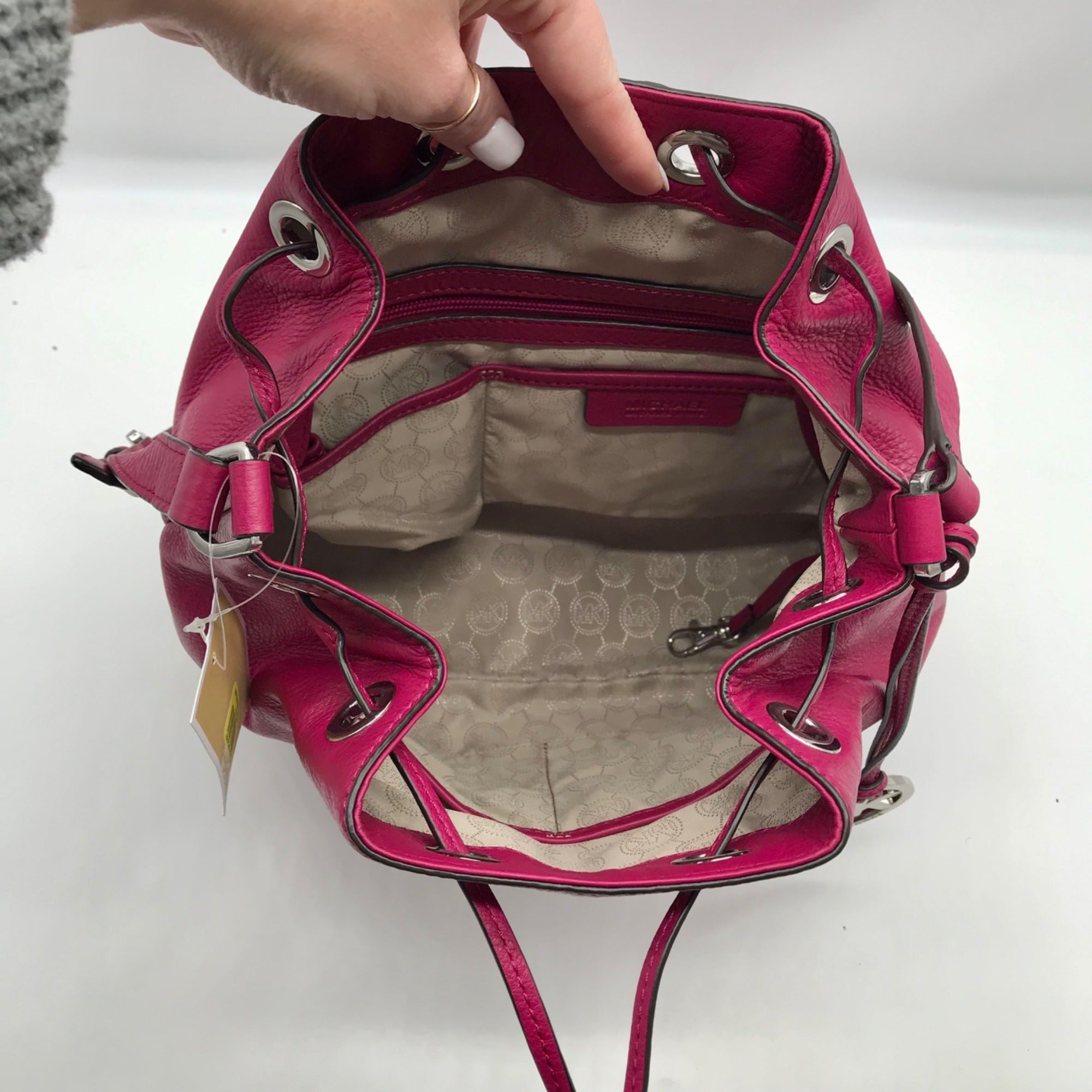 Michael Kors Deep Pink Pebbled Leather Jules Bucket Bag