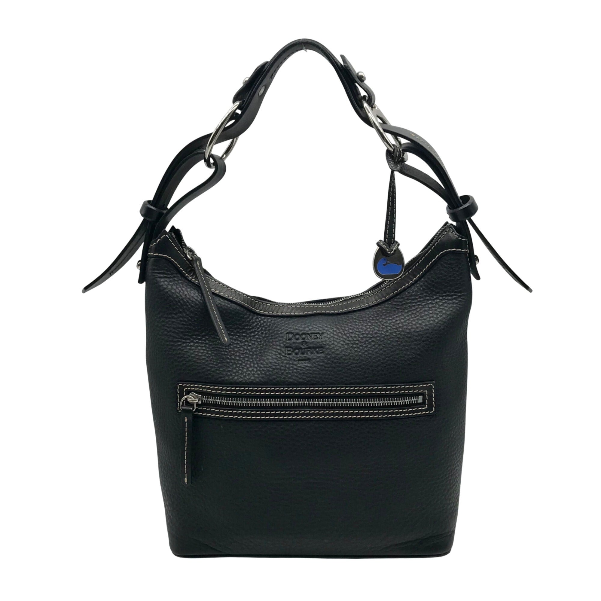 Dooney &amp; Bourke Black Pebbled Leather East West Hobo Bag