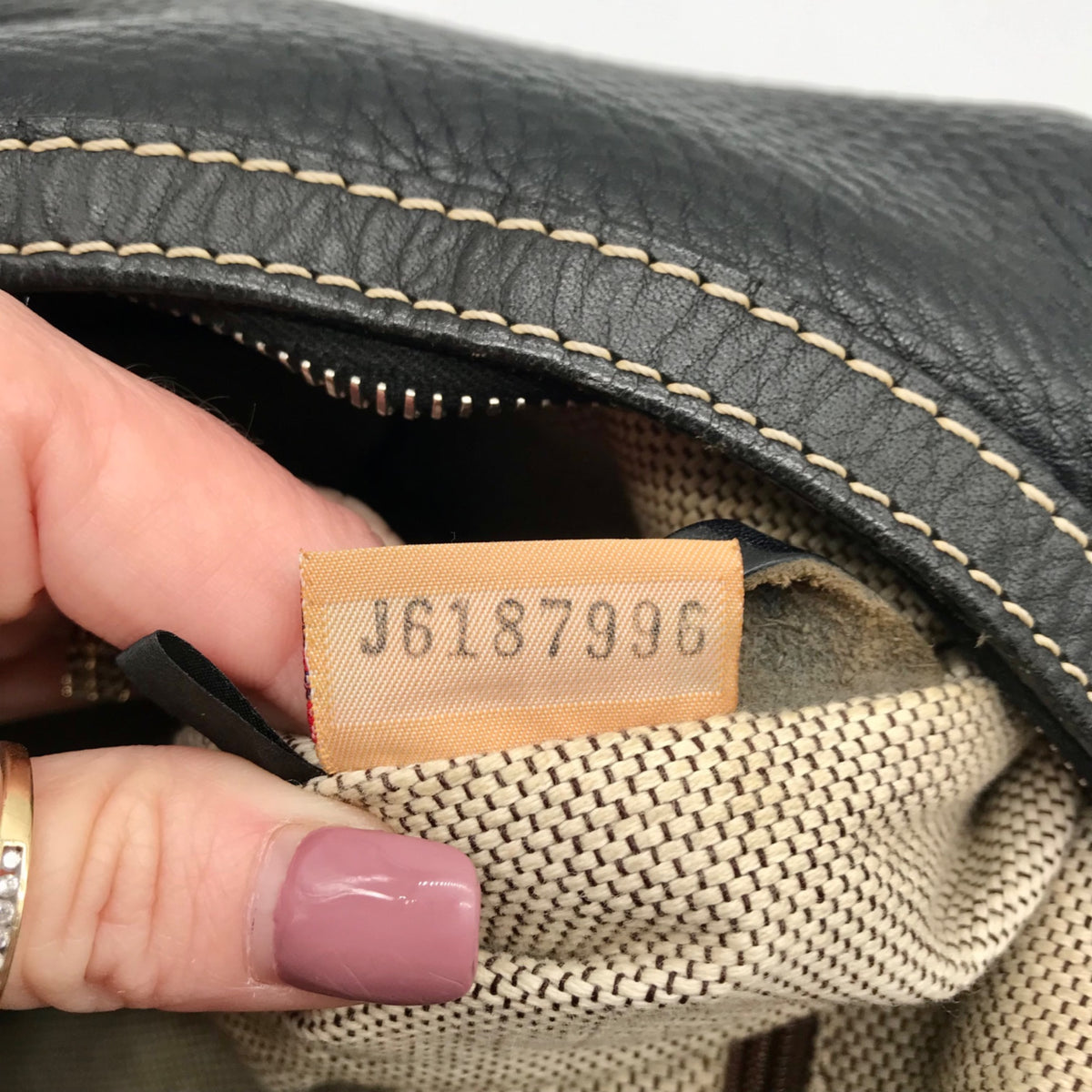 Dooney &amp; Bourke Black Pebbled Leather East West Hobo Bag