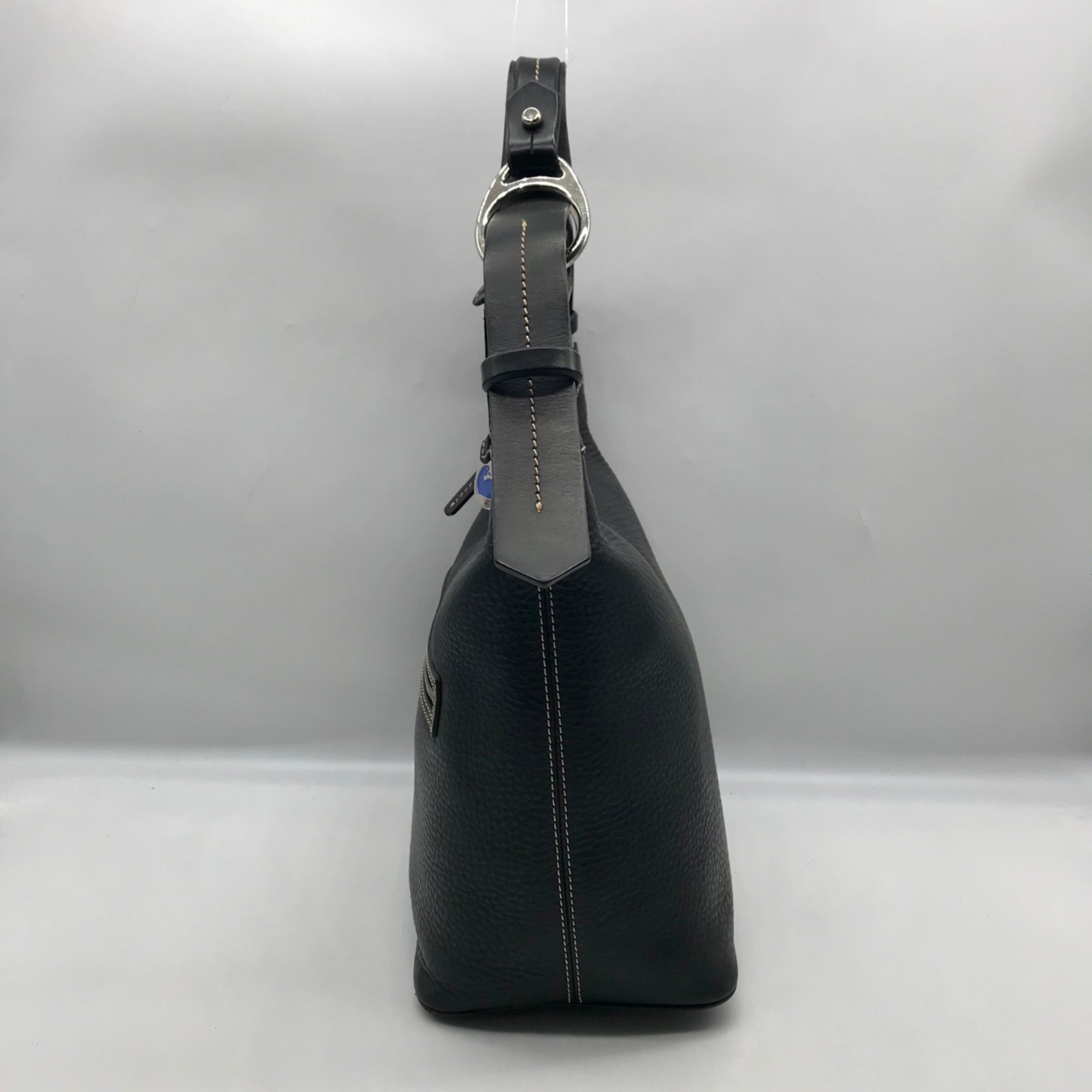 Dooney &amp; Bourke Black Pebbled Leather East West Hobo Bag