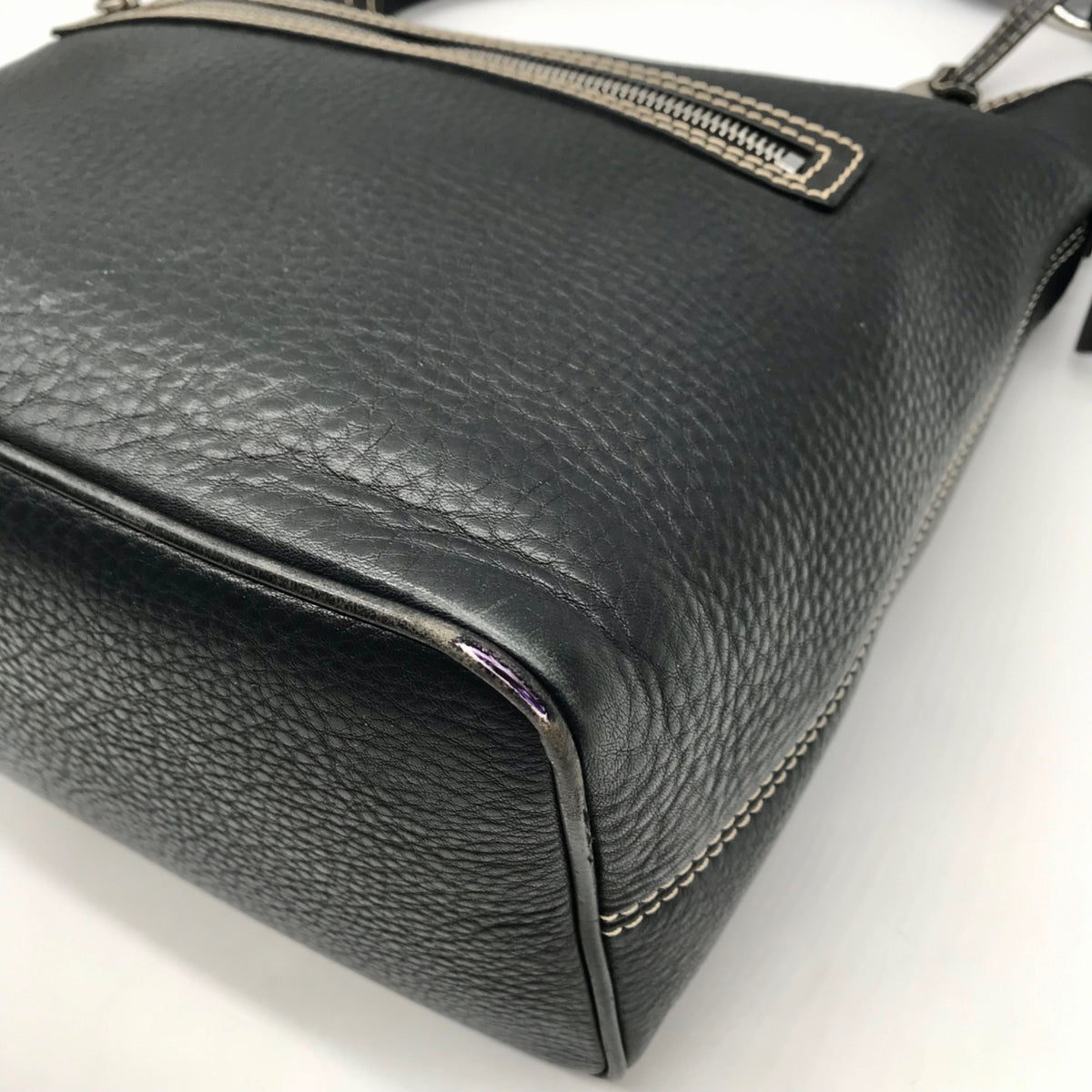 Dooney &amp; Bourke Black Pebbled Leather East West Hobo Bag
