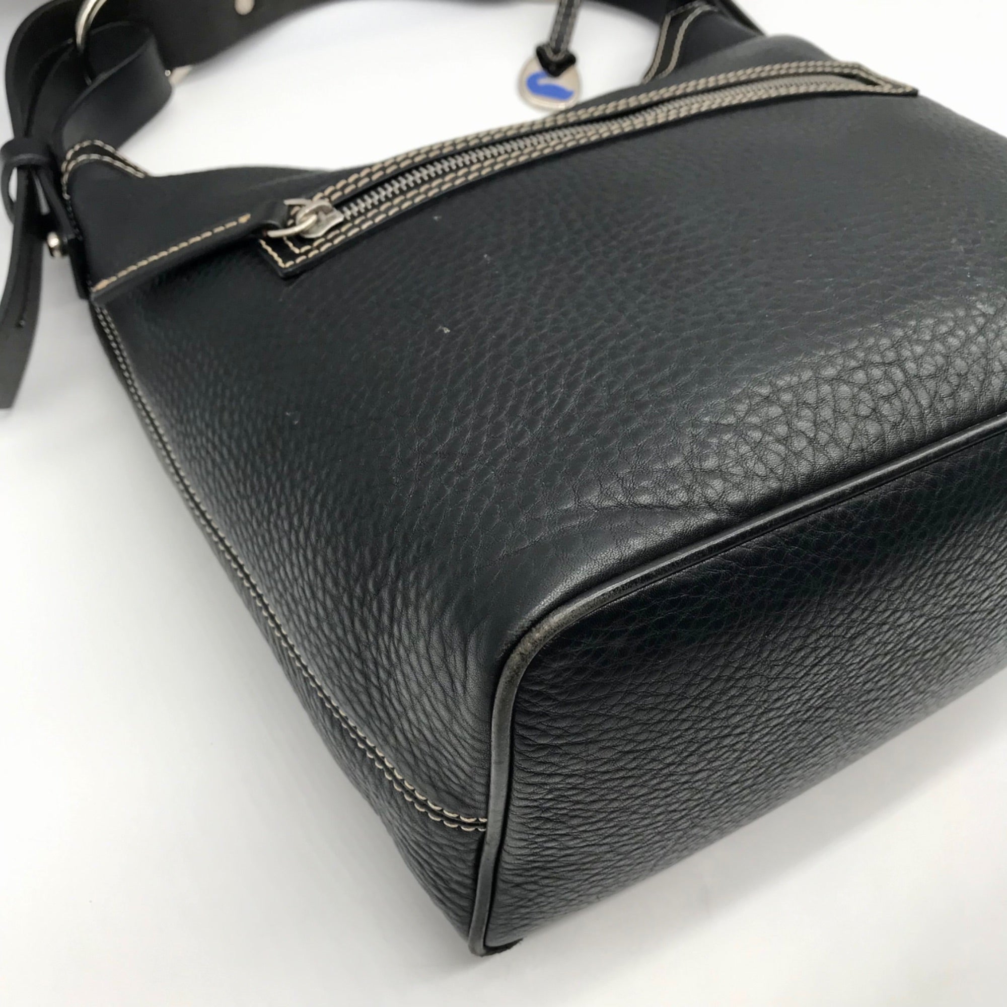 Dooney &amp; Bourke Black Pebbled Leather East West Hobo Bag