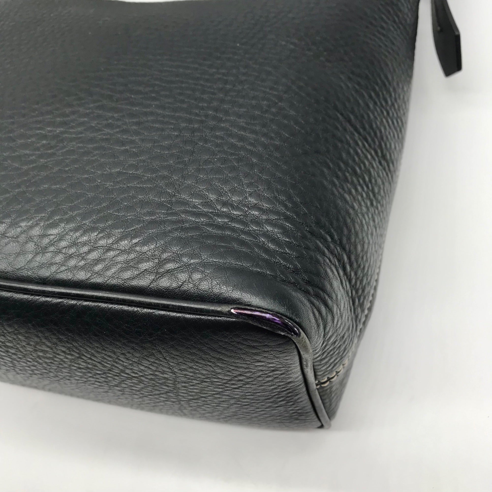 Dooney &amp; Bourke Black Pebbled Leather East West Hobo Bag